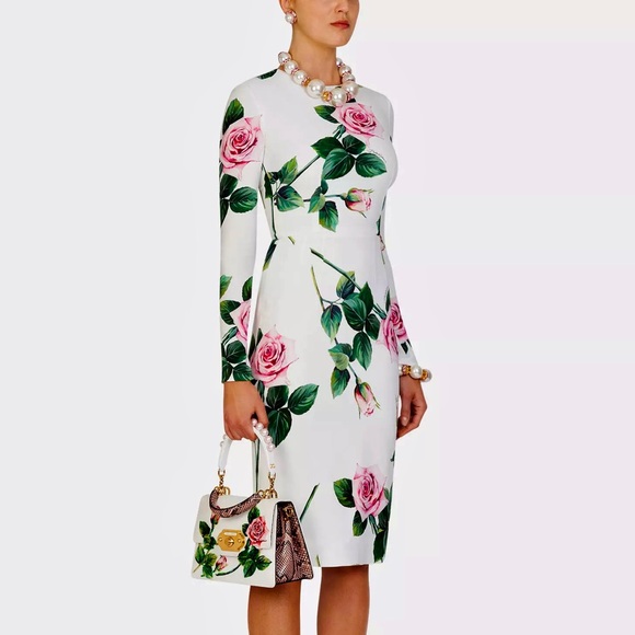 Dolce & Gabbana Tropical Rose Sheath Dress - Picture 2 of 8